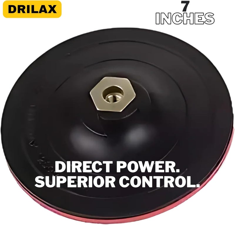 DRILAX 7 Inch Hook and Loop Backing Pad | Rigid, Low-Profile Design with Wrench Mounts | 5/8"-11 Thread for Flat Surface Grinding, Sanding & Polishing | Fits Dewalt & Major Tools - Image 3